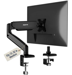 Single Monitor Arm Desk Mount, 13-32", 17.6 lbs | Gas spring full motion tilt swivel rotate, VESA 75x75 & 100x100, C-clamp & grommet base included. Single Monitor Arm Desk Mount, 13-32", 17.6 lbs | Gas spring full motion tilt swivel rotate, VESA 75x75 & 100x100, C-clamp & grommet base included.