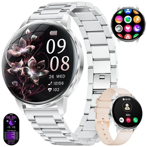 Smart Watch for Women, Answer/Make Call,1.27'' HD Clear Screen Fitness Tracker with Heart Rate/Sleep/Blood Pressure/Pedometer,Smartwatch for iPhone/Samsung/Android, 110+ Sport Modes,Waterproof Silver Smart Watch for Women, Answer/Make Call,1.27'' HD Clear Screen Fitness Tracker with Heart Rate/Sleep/Blood Pressure/Pedometer,Smartwatch for iPhone/Samsung/Android, 110+ Sport Modes,Waterproof Silver