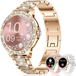 Smart Watches for Women(Make/Answer Call) with Diamond:1.32" Fitness Tracker Watch for HR/Blood Pressure/SpO2/Sleep Monitor,Digital Running Watches for Women Android/iOS,3 Strips Smart Watches for Women(Make/Answer Call) with Diamond:1.32" Fitness Tracker Watch for HR/Blood Pressure/SpO2/Sleep Monitor,Digital Running Watches for Women Android/iOS,3 Strips
