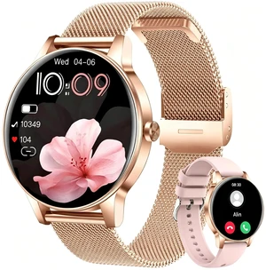 Smart Watches for Women, (Answer/Make Calls) 1.27" Fitness Watches with Sleeping/Heart Rate/SpO2 Monitoring, Activity Tracker for Android Phones and iPhone Compatible, Gold Metal Band Included Smart Watches for Women, (Answer/Make Calls) 1.27" Fitness Watches with Sleeping/Heart Rate/SpO2 Monitoring, Activity Tracker for Android Phones and iPhone Compatible, Gold Metal Band Included