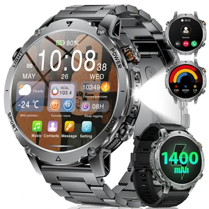 Military Smart Watch for Men, 1400mAh 60-Days Battery, 1.85" HD Smartwatch with LED Flashlight, 100+ Sports Mode, IP68 Waterproof, Pedometer, Fitness Watch for Android iOS, Black Military Smart Watch for Men, 1400mAh 60-Days Battery, 1.85" HD Smartwatch with LED Flashlight, 100+ Sports Mode, IP68 Waterproof, Pedometer, Fitness Watch for Android iOS, Black