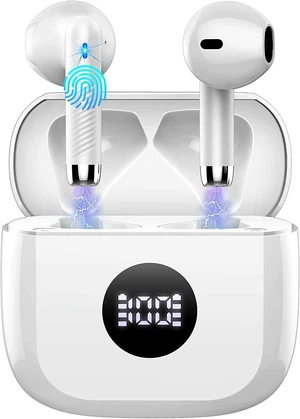 Wireless Earbuds, Bluetooth 5.4 Ear Buds, LED Power Display, 6D Bass Stereo | 4 ENC Noise Cancelling Mic, HiFi Stereo, In-Ear Headphones, 40H Playback Mini Case, IP7 Waterproof Sports, for Android iOS Wireless Earbuds, Bluetooth 5.4 Ear Buds, LED Power Display, 6D Bass Stereo | 4 ENC Noise Cancelling Mic, HiFi Stereo, In-Ear Headphones, 40H Playback Mini Case, IP7 Waterproof Sports, for Android iOS