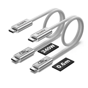 USB 4 Cable 2FT, 240W USB C Cord Fast Charging, 2 Packs | Short Type C Quick Charge, 40Gbps High Speed Data Transfer, 8K 60Hz Singl Dual 4K Video Monitor Compatible for iPhone16 Serie USB 4 Cable 2FT, 240W USB C Cord Fast Charging, 2 Packs | Short Type C Quick Charge, 40Gbps High Speed Data Transfer, 8K 60Hz Singl Dual 4K Video Monitor Compatible for iPhone16 Serie