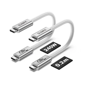 USB4 Cable 6 inch(20cm), 240W Short USB C to USB C, 2 Packs | Fast Charging, 8K UHD Monitor Display Dual 4K Video, 40gbps Data Transfer, White, Compatible for iPhone 15/15Plus/15Pro/Max USB4 Cable 6 inch(20cm), 240W Short USB C to USB C, 2 Packs | Fast Charging, 8K UHD Monitor Display Dual 4K Video, 40gbps Data Transfer, White, Compatible for iPhone 15/15Plus/15Pro/Max