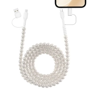 USB C Cable 6FT 4 in 1 Multi Charging Beaded iPhone Charger Cord | Pearl Phone Charger Cord with USB A/Type C to Type C/Light-ning Fast Charger Cable for iPhone 17 16 15 14, for Galaxy S25 S24 USB C Cable 6FT 4 in 1 Multi Charging Beaded iPhone Charger Cord | Pearl Phone Charger Cord with USB A/Type C to Type C/Light-ning Fast Charger Cable for iPhone 17 16 15 14, for Galaxy S25 S24
