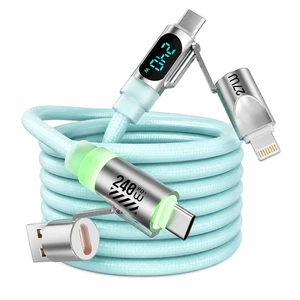 240W USB C Cable 4 in 1,Smart Display & Light, Fast Charge Cable,Liquid Silicone Braided,E-Mark Chip 6FT for iPhone 17/Samsung S26/MacBook/iPad/CarPlay, Office Travel Car Gaming 240W USB C Cable 4 in 1,Smart Display & Light, Fast Charge Cable,Liquid Silicone Braided,E-Mark Chip 6FT for iPhone 17/Samsung S26/MacBook/iPad/CarPlay, Office Travel Car Gaming