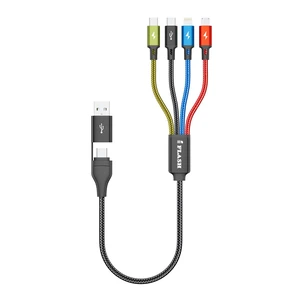 USB A/C to 4in1 Multi Port Charging Cable Cord, Nylon Braided - Compatible with Galaxy S25 S24 S20 Note, Android, iPhone 17 16 15 14 13 XS MAX XR X 8 7 Plus iPad Pro Air Mini (1.5FT Black) USB A/C to 4in1 Multi Port Charging Cable Cord, Nylon Braided - Compatible with Galaxy S25 S24 S20 Note, Android, iPhone 17 16 15 14 13 XS MAX XR X 8 7 Plus iPad Pro Air Mini (1.5FT Black)