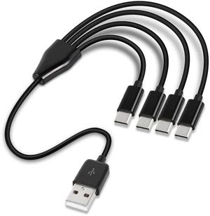 Short USB C Splitter Cable,4 in 1 USB 2.0 A Male to 4 USB C Male Charging Cord for Some USB Type-C Phone, Device - 0.5M (Black) Short USB C Splitter Cable,4 in 1 USB 2.0 A Male to 4 USB C Male Charging Cord for Some USB Type-C Phone, Device - 0.5M (Black)