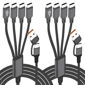 USB C Multi Charging Cable, 4FT 2Pack, 4 in 2, USB-A+USB-C to 4 USB-C Connectors, Multiple USB Type C Splitter Cords for iPhone 16/15 Pro Max, iPad Air/Pro, Samsung Galaxy, Google Pixel, Android, PS5 USB C Multi Charging Cable, 4FT 2Pack, 4 in 2, USB-A+USB-C to 4 USB-C Connectors, Multiple USB Type C Splitter Cords for iPhone 16/15 Pro Max, iPad Air/Pro, Samsung Galaxy, Google Pixel, Android, PS5