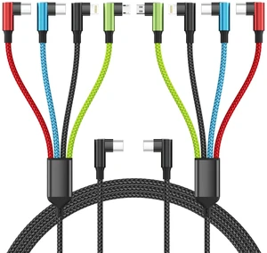 Travel Essentials USB C Multi Charging Cable, 4 in 1, 2Pack 5FT | Right Angle USB Charging Cord with IP, Type C, Type C and Micro USB Ports, 480Mbps Data Transfer for Multiple Devices Travel Essentials USB C Multi Charging Cable, 4 in 1, 2Pack 5FT | Right Angle USB Charging Cord with IP, Type C, Type C and Micro USB Ports, 480Mbps Data Transfer for Multiple Devices