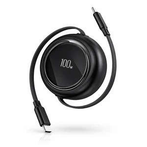 Black Retractable USB C to USB C Cable, 100W Fast Charging Type C Phone Charger Cord, Cute for Car and Travel, up to 3.3 ft Black Retractable USB C to USB C Cable, 100W Fast Charging Type C Phone Charger Cord, Cute for Car and Travel, up to 3.3 ft
