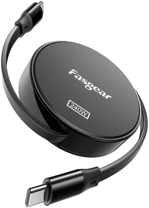 Retractable USB C Cable 240W, 3.3ft, Black | 480Mbps Data Transfer, 5A Fast Charging, 4-Stretch Length, Compatible with i-Phone 18 17 16 Mac-book Pro Retractable USB C Cable 240W, 3.3ft, Black | 480Mbps Data Transfer, 5A Fast Charging, 4-Stretch Length, Compatible with i-Phone 18 17 16 Mac-book Pro