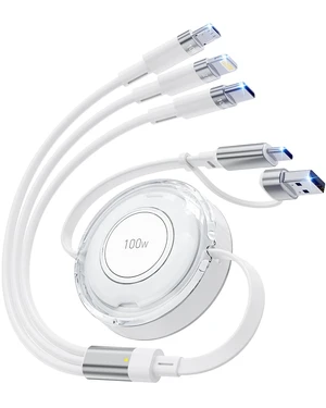 Multi Charging Cable, 100W 5-in-1 Retractable Charging Cable, USB C/Lightning/Micro Fast Charging Cables for Multiple Devices Compatible with iPhones, iPads, Tablets, Galaxy, Note - 4Ft/1.2M, White Multi Charging Cable, 100W 5-in-1 Retractable Charging Cable, USB C/Lightning/Micro Fast Charging Cables for Multiple Devices Compatible with iPhones, iPads, Tablets, Galaxy, Note - 4Ft/1.2M, White