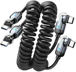 Coiled USB C Cable 3ft 2Pack 60W USB C to USB C Charger Cable for Car | Double 180°+360° Rotation, Carplay Android Auto Retractable Type C Fast Charging Cable Phone 17/16/15, Samsung Galaxy Series Coiled USB C Cable 3ft 2Pack 60W USB C to USB C Charger Cable for Car | Double 180°+360° Rotation, Carplay Android Auto Retractable Type C Fast Charging Cable Phone 17/16/15, Samsung Galaxy Series