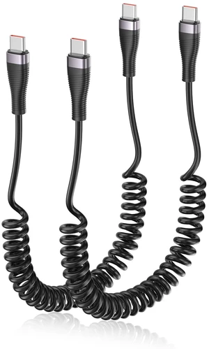 Coiled USB C to USB C Cable 2 Pack, 60W Fast Charging Cable for Car, 3.3FT | Support CarPlay & Android Auto, 480Mbps Data Transfer, USB C Coiled Cable for iPhone 17/16/15 Pro Max, Galaxy S25 S24 S23 Coiled USB C to USB C Cable 2 Pack, 60W Fast Charging Cable for Car, 3.3FT | Support CarPlay & Android Auto, 480Mbps Data Transfer, USB C Coiled Cable for iPhone 17/16/15 Pro Max, Galaxy S25 S24 S23