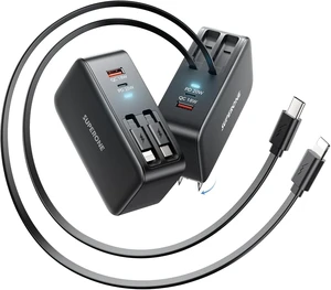 4 in 1 Retractable Wall Charger, Dual 3ft USBC & Apple Fast Charging Cables Retractable GaN Charger, Extra USB C & A Ports, for iPhone 17/16/15/14/13/12, iPad, Samsung, Pixel, Foldable Plug for Travel 4 in 1 Retractable Wall Charger, Dual 3ft USBC & Apple Fast Charging Cables Retractable GaN Charger, Extra USB C & A Ports, for iPhone 17/16/15/14/13/12, iPad, Samsung, Pixel, Foldable Plug for Travel