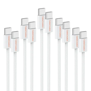 USB C to USB C Cable 3.3FT, 60W, 5Pack, Type C Charger Cord | Nylon Braided Fast Charge for iPhone 15 Pro Max Plus, Galaxy S24, Pixel 8/7/6+, MacBooks, XPS, iPad Pro/Mini 6/Air, White USB C to USB C Cable 3.3FT, 60W, 5Pack, Type C Charger Cord | Nylon Braided Fast Charge for iPhone 15 Pro Max Plus, Galaxy S24, Pixel 8/7/6+, MacBooks, XPS, iPad Pro/Mini 6/Air, White