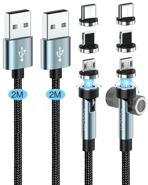 6FT 540 Rotating 3 in 1 Magnetic Phone Charger Cable, 3A Fast Charge, 480Mbps Data Transfer, Nylon-Braided Cords for Micro USB/Type C/iPhone 6FT 540 Rotating 3 in 1 Magnetic Phone Charger Cable, 3A Fast Charge, 480Mbps Data Transfer, Nylon-Braided Cords for Micro USB/Type C/iPhone