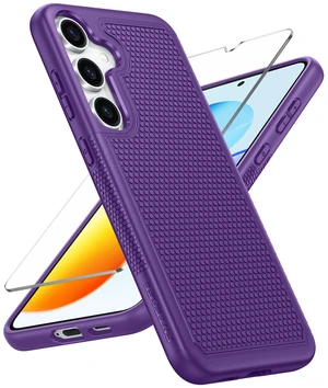 for Samsung Galaxy S25 Phone Case: Dual Layer Non Slip Protective | With Screen Protector, Shockproof Drop Protection, Matte Textured Protective Cell Phone Cover, for Daily Use, Purple for Samsung Galaxy S25 Phone Case: Dual Layer Non Slip Protective | With Screen Protector, Shockproof Drop Protection, Matte Textured Protective Cell Phone Cover, for Daily Use, Purple