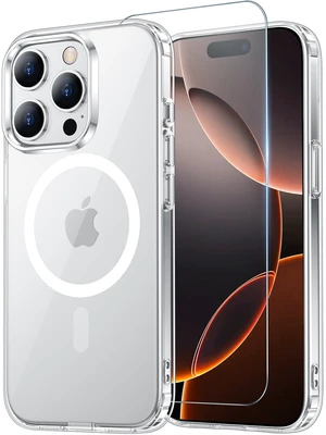 for iPhone 16 Pro Max Case with Screen Protector Clear | Compatible with Magsafe, Anti-Yellowing, Military-Grade Protection, Shockproof Slim Magnetic Phone Case,6.9" for iPhone 16 Pro Max Case with Screen Protector Clear | Compatible with Magsafe, Anti-Yellowing, Military-Grade Protection, Shockproof Slim Magnetic Phone Case,6.9"