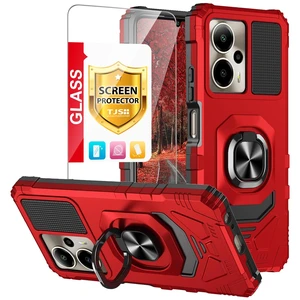 for Cricket Outlast 5G Phone 2024 Case, AT&T Motivate Pro Case (Red) | with Tempered Glass Screen Protector Metal Ring Magnetic Support Kickstand Heavy Duty Drop Protection Phone Case Cover for Cricket Outlast 5G Phone 2024 Case, AT&T Motivate Pro Case (Red) | with Tempered Glass Screen Protector Metal Ring Magnetic Support Kickstand Heavy Duty Drop Protection Phone Case Cover
