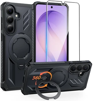 for Samsung Galaxy S26 Case with 360 Spin Magnetic Stand Black | Screen Protector, Compatible with MagSafe, Heavy Duty Military-Grade Drop Protection, Grip Ring Kickstand, Shockproof Rugged for Samsung Galaxy S26 Case with 360 Spin Magnetic Stand Black | Screen Protector, Compatible with MagSafe, Heavy Duty Military-Grade Drop Protection, Grip Ring Kickstand, Shockproof Rugged