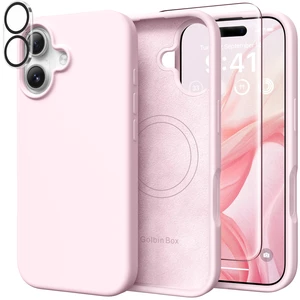 Magnetic for iPhone 17 Case, Silicone Cover, Chalk Pink | Compatible with MagSafe, Screen Protector + Camera Lens Protector, Shockproof Phone Case with Anti-Scratch Microfiber Lining Magnetic for iPhone 17 Case, Silicone Cover, Chalk Pink | Compatible with MagSafe, Screen Protector + Camera Lens Protector, Shockproof Phone Case with Anti-Scratch Microfiber Lining