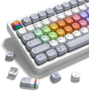 MOA Profile PBT Keycaps,121 Keys Retro Rainbow Keycap Set, Dye-Sublimation, MOA Profile, Rainbow Theme for Most 60% 65% 75% 80% 100% US Layout Cherry MX Switches Mechanical Keyboard MOA Profile PBT Keycaps,121 Keys Retro Rainbow Keycap Set, Dye-Sublimation, MOA Profile, Rainbow Theme for Most 60% 65% 75% 80% 100% US Layout Cherry MX Switches Mechanical Keyboard