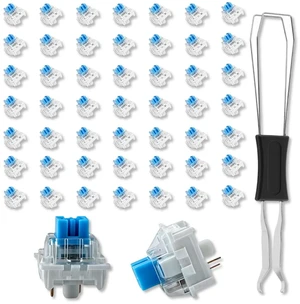 50 Pcs 3-Pin Blue Mechanical Keyboard Switches, Pre-Lubricated Clicky Tactile Keyboard Clickers for 3D Prints,Dustproof with Switch Puller for LED Gaming Keyboards & DIY 3D Printed Fidget Keypads 50 Pcs 3-Pin Blue Mechanical Keyboard Switches, Pre-Lubricated Clicky Tactile Keyboard Clickers for 3D Prints,Dustproof with Switch Puller for LED Gaming Keyboards & DIY 3D Printed Fidget Keypads