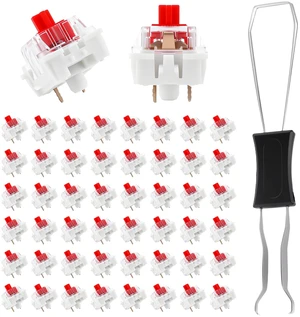 50 Pcs Keyboard Clicker, Mechanical Keyboard Switches with Puller | 3-Pin, Red, Dustproof Keyboard Switch for 3D Prints Replacement and Most Gaming Keyboards 50 Pcs Keyboard Clicker, Mechanical Keyboard Switches with Puller | 3-Pin, Red, Dustproof Keyboard Switch for 3D Prints Replacement and Most Gaming Keyboards