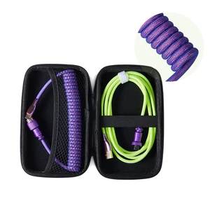 USB C Coiled Keyboard Cable for Mechanical Keyboards,Green&Purple | Double Sleeved Aviator Cable,Coiled USB C Cable,With Organizer Zipper Bag USB C Coiled Keyboard Cable for Mechanical Keyboards,Green&Purple | Double Sleeved Aviator Cable,Coiled USB C Cable,With Organizer Zipper Bag