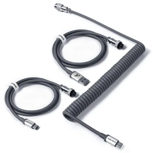 Coiled Keyboard Cable for Gaming Custom Keyboard,Double-Sleeved Coiled USB C Cable with Detachable Metal Aviator,USB A To Type C&Type C To Type C for Mechanical Keybaord,Printer,Phone,Ipad,Xbox-Grey Coiled Keyboard Cable for Gaming Custom Keyboard,Double-Sleeved Coiled USB C Cable with Detachable Metal Aviator,USB A To Type C&Type C To Type C for Mechanical Keybaord,Printer,Phone,Ipad,Xbox-Grey