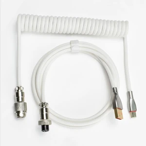 Type-C Mechanical Keyboard Cables,1.5M Coiled USB C to USB A with Detachable Metal Aviator Connector.for Gaming Keyboard/Tablet (White) Type-C Mechanical Keyboard Cables,1.5M Coiled USB C to USB A with Detachable Metal Aviator Connector.for Gaming Keyboard/Tablet (White)
