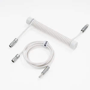 Push-Pull Fast-Locking Aviator Coiled Keyboard Cable, 5-Pin, White | Push-pull fast-locking 5-pin aviator, coiled USB-C keyboard cable, 1.8m, metal organizer, braided, XVX Pro V2 Push-Pull Fast-Locking Aviator Coiled Keyboard Cable, 5-Pin, White | Push-pull fast-locking 5-pin aviator, coiled USB-C keyboard cable, 1.8m, metal organizer, braided, XVX Pro V2