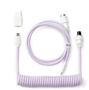 Custom Coiled Aviator Cable, Light Purple, 5-Pin (GX12) Detachable Metal Connector, USB-C to USB-C with USB-A Adapter, Durable Braided Cable for Mechanical Keyboards, Charging & Data Transfer Custom Coiled Aviator Cable, Light Purple, 5-Pin (GX12) Detachable Metal Connector, USB-C to USB-C with USB-A Adapter, Durable Braided Cable for Mechanical Keyboards, Charging & Data Transfer
