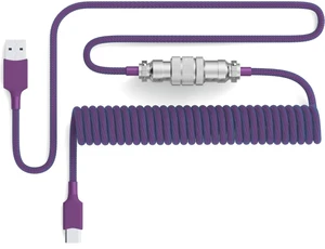 Coiled Aviator Cable Nebula Purple Detachable USB-C Mechanical Keyboard Cable with Double-Sleeved Paracord, Custom Coiled Design, Durable Metal Aviator Connector Coiled Aviator Cable Nebula Purple Detachable USB-C Mechanical Keyboard Cable with Double-Sleeved Paracord, Custom Coiled Design, Durable Metal Aviator Connector