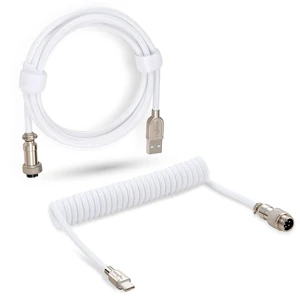 USB C Keyboard Coiled Cable, Braided Detachable Aviator Double Sleeve Type C Mechanical Keyboard Cable (White) USB C Keyboard Coiled Cable, Braided Detachable Aviator Double Sleeve Type C Mechanical Keyboard Cable (White)