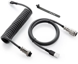 Pro Custom Coiled USB C Cable for Gaming Keyboard, Double-Sleeved Mechanical Keyboard Cable with Detachable Metal Aviator, 1.5M USB-C to USB-A, Carbon Black Color Pro Custom Coiled USB C Cable for Gaming Keyboard, Double-Sleeved Mechanical Keyboard Cable with Detachable Metal Aviator, 1.5M USB-C to USB-A, Carbon Black Color