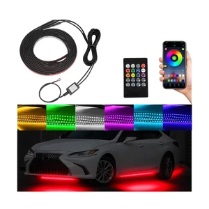 4 Pack RGB App-Controlled Vehicle Underglow Accent Strip Lights | sound-active music mode, waterproof exterior use, ambient effect, fits most vehicles, automotive exterior accessory 4 Pack RGB App-Controlled Vehicle Underglow Accent Strip Lights | sound-active music mode, waterproof exterior use, ambient effect, fits most vehicles, automotive exterior accessory