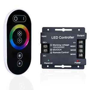 DC 12V-24V 18A RF PWM RGB Controller | with Touchable Button Remote Control Suitable for RGB LED Strip Lights DC 12V-24V 18A RF PWM RGB Controller | with Touchable Button Remote Control Suitable for RGB LED Strip Lights