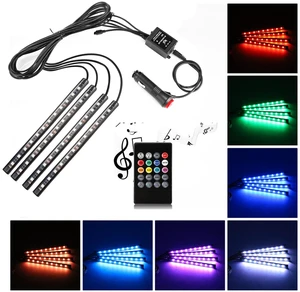 Car LED Strip Light,4 Pieces DC 12V 72 LED Multicolor Car Interior Music Light LED Underdash Lighting Kit with Sound Active Function and Wireless Remote Control Including Car Charger Car LED Strip Light,4 Pieces DC 12V 72 LED Multicolor Car Interior Music Light LED Underdash Lighting Kit with Sound Active Function and Wireless Remote Control Including Car Charger