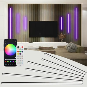6 Pcs RGB Smart Recessed Lighting for Acoustic Panels, WiFi LED Lights for Acoustic Wall Panels Compatible with Alexa, Self-Adhesive Black Aluminum for Wood Slat Wall (2*40+2*24+2*16 in) 6 Pcs RGB Smart Recessed Lighting for Acoustic Panels, WiFi LED Lights for Acoustic Wall Panels Compatible with Alexa, Self-Adhesive Black Aluminum for Wood Slat Wall (2*40+2*24+2*16 in)