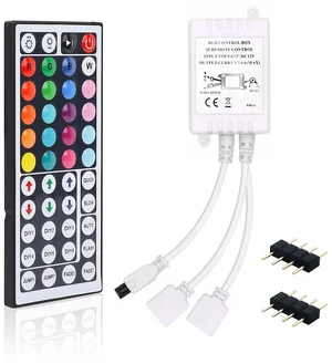 44 Keys IR Remote Controller RGB LED Strip Light Controller Dual Output 4Pin 2 Ports with Wireless Receiver for RGB 5050 3528 LED Strip Lights 44 Keys IR Remote Controller RGB LED Strip Light Controller Dual Output 4Pin 2 Ports with Wireless Receiver for RGB 5050 3528 LED Strip Lights