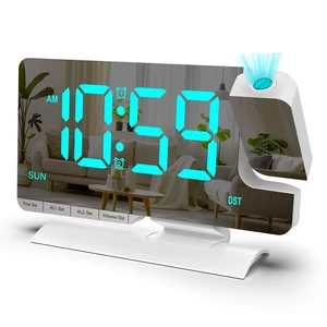Projection Clock for Bedroom Ceiling, White Digital Alarm Clock Teens Decor | 7.3 inch Large Mirror Bedside Desk Clock 6-Level Brightness Loud Alarm USB & Type-C Charger Snooze DST Date 2 Alarms Projection Clock for Bedroom Ceiling, White Digital Alarm Clock Teens Decor | 7.3 inch Large Mirror Bedside Desk Clock 6-Level Brightness Loud Alarm USB & Type-C Charger Snooze DST Date 2 Alarms