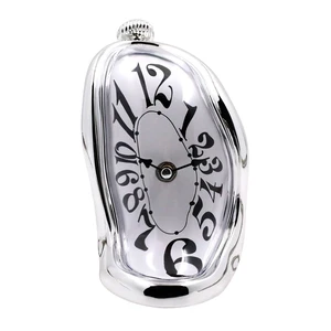 Melting Clock, Surrealist Distorted Table Clock, Roman Numeral Mantel Clock, Twisted Dali Style Timepiece, Silver Gold Black White Antique Gold, Home Decor (Silve) Melting Clock, Surrealist Distorted Table Clock, Roman Numeral Mantel Clock, Twisted Dali Style Timepiece, Silver Gold Black White Antique Gold, Home Decor (Silve)