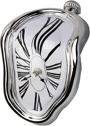 Melting Clock Dali Melted Clock Gift Decor Art Inspired Wall Clock Twisted Shelf Hanging Surrealist for Decorative Shop Office Home Desk Roman Silve Melting Clock Dali Melted Clock Gift Decor Art Inspired Wall Clock Twisted Shelf Hanging Surrealist for Decorative Shop Office Home Desk Roman Silve
