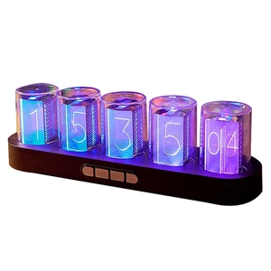 Imitation Nixie Tube Clock RGB Creative Clock with 16 Million Colors and Customizable Modes, 12/24H,Retro Gift, Office Decor, Cool Desktop Clocks Imitation Nixie Tube Clock RGB Creative Clock with 16 Million Colors and Customizable Modes, 12/24H,Retro Gift, Office Decor, Cool Desktop Clocks