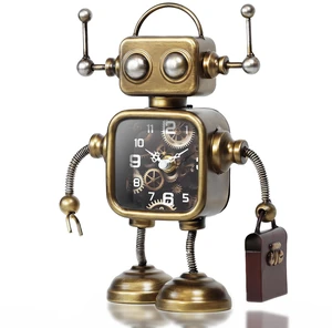 Industrial Steampunk Robot Table Clock,Battery Operated Handcrafted Metal Desk&Shelf Clock,Retro Mechanical Decorative Clock for Home,Living Room,Fireplace Decor Industrial Steampunk Robot Table Clock,Battery Operated Handcrafted Metal Desk&Shelf Clock,Retro Mechanical Decorative Clock for Home,Living Room,Fireplace Decor