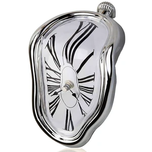 Melting Shelf Clock Art Decor - Salvador Dali Surreal Dripping, 8x4 in Bright Silver Polished Shelf & Desk Gift Melting Shelf Clock Art Decor - Salvador Dali Surreal Dripping, 8x4 in Bright Silver Polished Shelf & Desk Gift