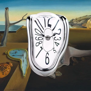 Silver Melting Clock for Shelf, Unique Salvador Dali Clock | Silent Non Ticking Analog Table Clock Battery Operated, Melted Clock Decor for Mantel Desk Living Room Kitchen Office Home Silver Melting Clock for Shelf, Unique Salvador Dali Clock | Silent Non Ticking Analog Table Clock Battery Operated, Melted Clock Decor for Mantel Desk Living Room Kitchen Office Home